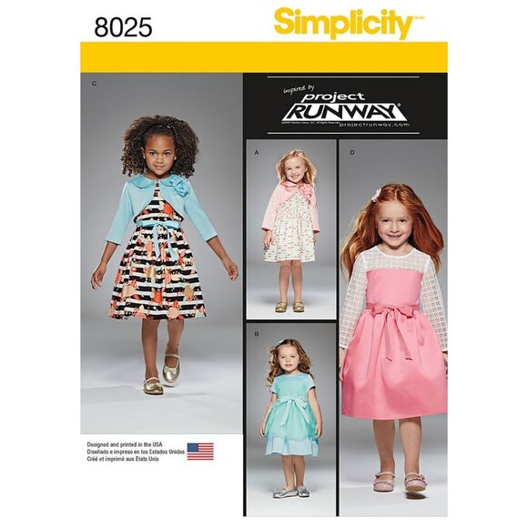 Simplicity 8025 D0771 Project Runway Sewing Pattern Dress Bolero Jacket 4-8 - Picture 1 of 3